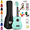 Mint Green, variant on Everjoys 21" Soprano Ukulele Beginner Kit w/ Free Online Lesson, Gig Bag, Strap, Digital Tuner, Spare String, Picks, Polishing Cloth, Rainbow Series
