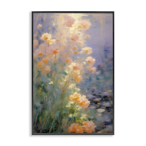 Stupell Industries Transitional Sunlit Pastel Blossoms Impression Black Framed Giclee Art, 12 x 18, by Angie Hawke