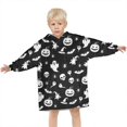 thumbnail image 3 of Black Halloween Ghost Pumpkin Pattern Blanket Hoodies for Kids 6-13YR Oversize Wearable Blanket Hoodies for Boys Girls Teens, 3 of 7