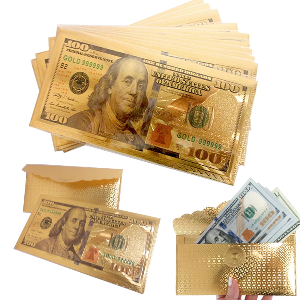 7pcs/Set Paper Money USA Paper Monry Collection Banknotes Gold Foil Bill Craft 