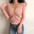 thumbnail image 4 of HELIAR Women Sexy V Neck Sweater Autumn Knitted Pullover Jumper Chic Soft Korean Slim Long Sleeve Female Basic Top New Winter, 4 of 5