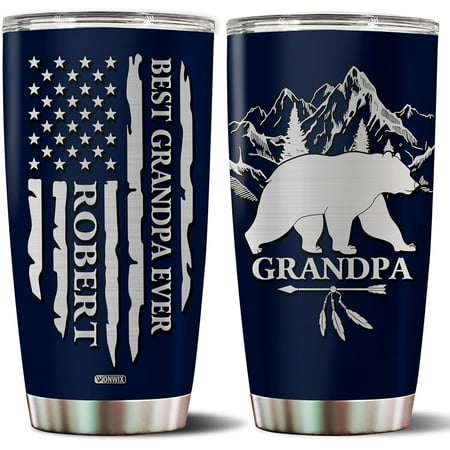 

Personalized Gifts for Grandpa Bear Travel Mug Coffee Cup Thermos Tumbler Water Bottle 20oz Stainless Steel Insulated with Lid Grandfather Gift for Men Christmas Birthday Father s Day