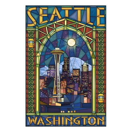 Handmade Stained Glass Art - Stained Glass Window - Seattle, WA Print Wall Art By Lantern Press