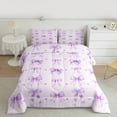 thumbnail image 2 of Manfei Lovely Girls Bowknot Full Size Comforter Sets,Cartoon Bow Tie Bedding Comforter Set,Purple Polka Dot Bedding Sets For Kids,Luxury Bedroom Decor Reversible,3-Piece, 2 of 8