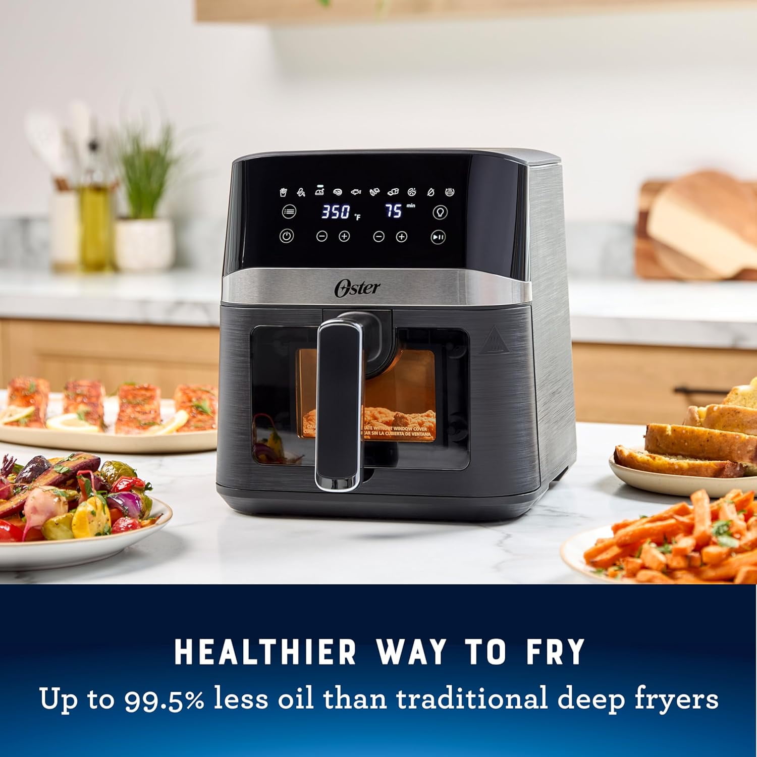Oster Air Fryer, 6 Quart Digital Air Fryer, Medium Air Fryer with Window