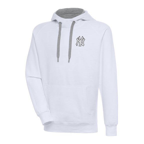 Men's Antigua White New York Yankees Metallic Victory Pullover Hoodie