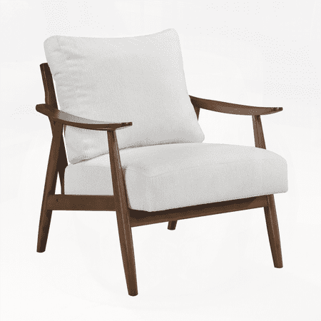 Modern 1pc Beige Accent Chair with Solid Wood Brown Finish - Ideal for Living Rooms