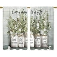 thumbnail image 7 of Green Leaves Eucalyptus Inspirational Kitchen & Bathroom Curtains - Rustic Flower Quotes, Farmhouse Floral Cafe Style - 27.5x39 Inch, 7 of 7