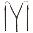 thumbnail image 2 of CTM  Brown Plaid Bow Tie with Brown Faux Leather Suspender Set (Men), 2 of 4