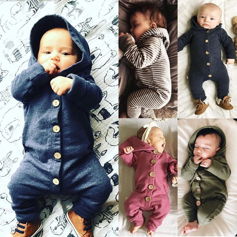 US Cute Newborn Infant Baby Boys Girls Jumpsuit Bodysuit Romper Clothes Outfits 