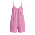 thumbnail image 5 of Women's Summer Casual Loose Fit Jumpsuit for Women,Adjustable Spaghetti Strap V Neck Romper with Pockets,Lightweight Loungewear Shorts Outfit for Beach Vacation Home Hot Pink L, 5 of 5