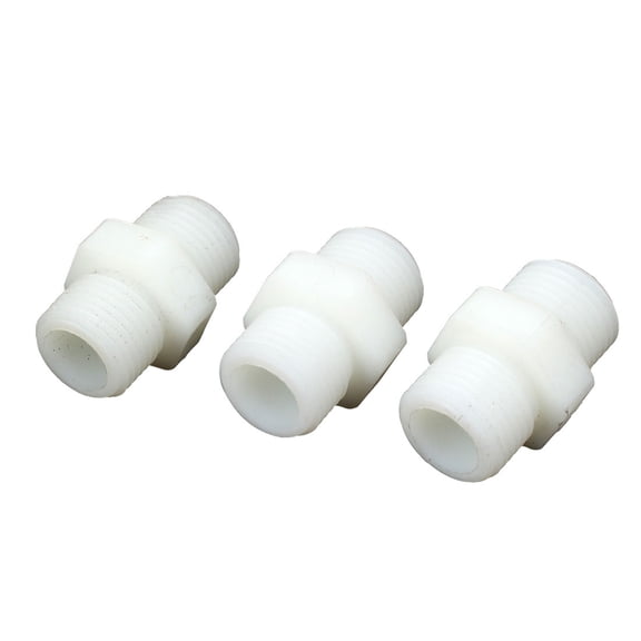 1/2BSP Male Thread Plastic Hex Nipple Fitting Quick Coupler 40mm Long White 3pcs