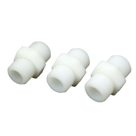 Plastic Hex Nipple - 1/2BSP Male Thread Plastic Hex Nipple Fitting Quick Coupler 40mm Long White 3pcs