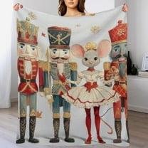 RKSupls Christmas Throw Blanket,Soft Warm Fannel Nutcracker Mouse Blankets Gift for Home Bed Sofa Couch Decor,60x80 in