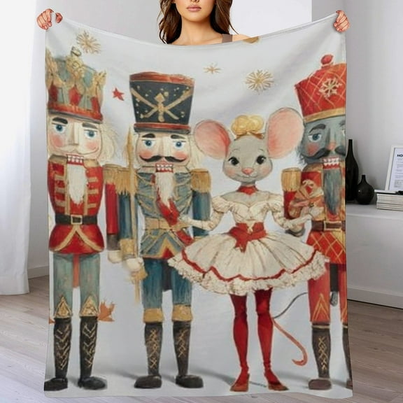 RKSupls Christmas Throw Blanket,Soft Warm Fannel Nutcracker Mouse Blankets Gift for Home Bed Sofa Couch Decor,60x80 in