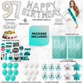 thumbnail image 2 of 97th Birthday Decorations, 97th Birthday Party Supplies, 97th Birthday Banner Teal Green, Confetti Balloons Her, 97 Cake Topper, 97th Gifts, 2 of 5