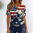 thumbnail image 5 of Women’s Short Sleeve V Neck Top with Butterfly and Star Print Casual Loose Fit T Shirt for Everyday Wear Lightweight Pullover Blouse Dark Blue 2XL, 5 of 7
