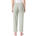 thumbnail image 3 of Pantalones de pijama de cuadros para mujer con cintura elástica y bolsillos, pantalones de lounge largos, cuadros verdes, 3 of 5