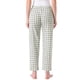 thumbnail image 3 of Pantalones de pijama de cuadros para mujer con cintura elástica y bolsillos, pantalones de lounge largos, M, cuadros verdes, 3 of 5
