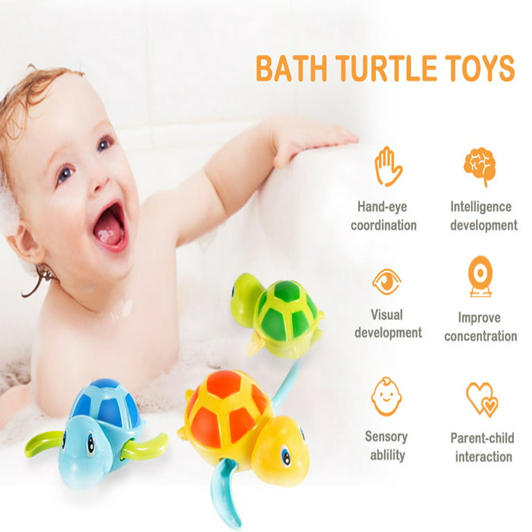 Baby Bath Toys for Toddlers 1-3: Swimming Pool Bathtub Floating Wind Up Toys  - Water Tub Turtle Swim Toy 1 2 3 Year Old Boy Girl Fun Gifts for 6 9 12 18  Month Infant Toddler