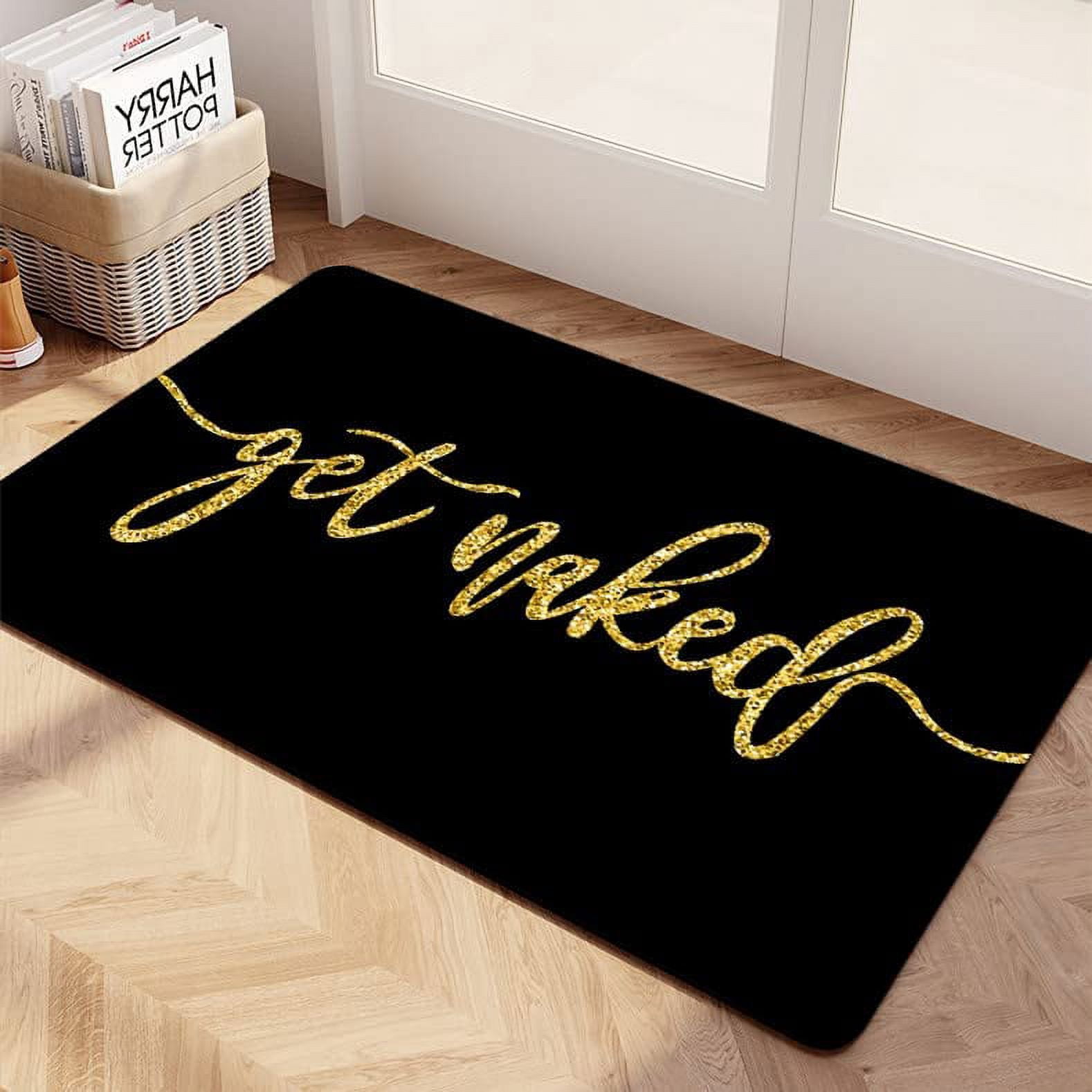 Black Quick Dry Bath Mat, Funny Get Naked Bathroom Rugs Small fit Under Door Bathroom Floor Mats Absorbent Non-Slip for Bathtub, Shower Room, Sink 15.7"x23.6"\u2026