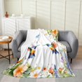 thumbnail image 1 of Erosebridal Animal Hummingbird Flannel Blanket 60x80,Colorful Floral Sherpa Blanket,Bird Bedroom Decor, 1 of 5