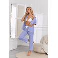 thumbnail image 2 of EA'S SECRET Womens 100% Cotton Pajamas Set Short Sleeve & Long Pants Pjs Set Button Down Sleepwear with Pockets(Lavender,XL), 2 of 8