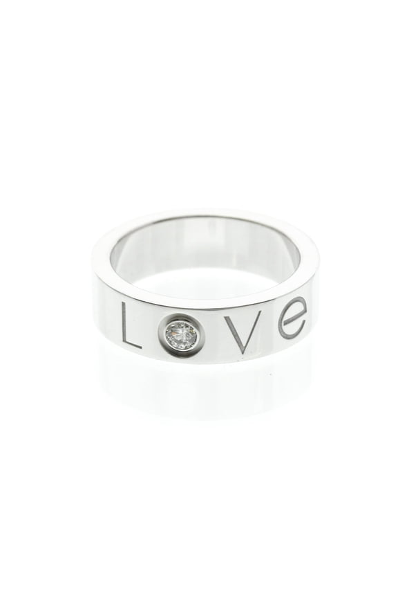 Pre-Owned Cartier Love Ring 1P Diamond Christmas Limited Edition White Gold (18K) Fashion...