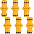 thumbnail image 1 of Paquete de 6 conectores de manguera macho dobles extensores para unir tubos de manguera de jardín (amarillo), 1 of 5