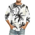 thumbnail image 2 of SGFCWSX Men's 3/4 Sleeve T-Shirt, Casual Graphic Print Crewneck Beach Tee for Men White Size 2XL, 2 of 5