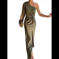 thumbnail image 3 of Vestido de Cóctel para Mujer, con un Solo Hombro, Larga y Abertura Alta, para Fiesta de Boda Verde M, 3 of 8