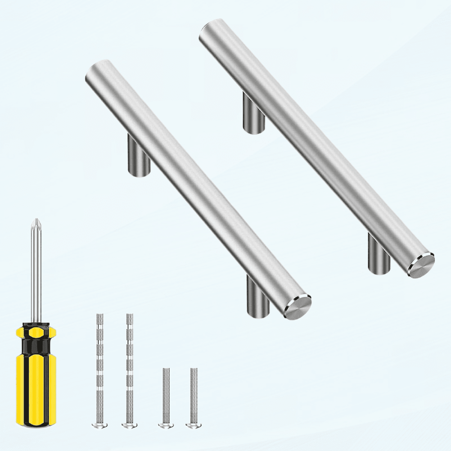 PinLin 20 Pack Kitchen Door Handles 128mm Hole Centre Brushed Nickel Cabinet Handles Stainless Steel Cupboard T Bar Handle Screws Included