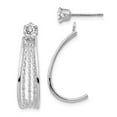 thumbnail image 1 of 14K White Gold Earring J-Hoop Women'S Cubic Zirconia CZ 21 mm 8, 1 of 3