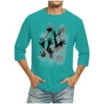 thumbnail image 1 of Camisas de Manga Larga para Hombres Imprimir Casual Cuello Redondo Blusa de Manga Corta, Camisas de Lino para Hombres, 1 of 4