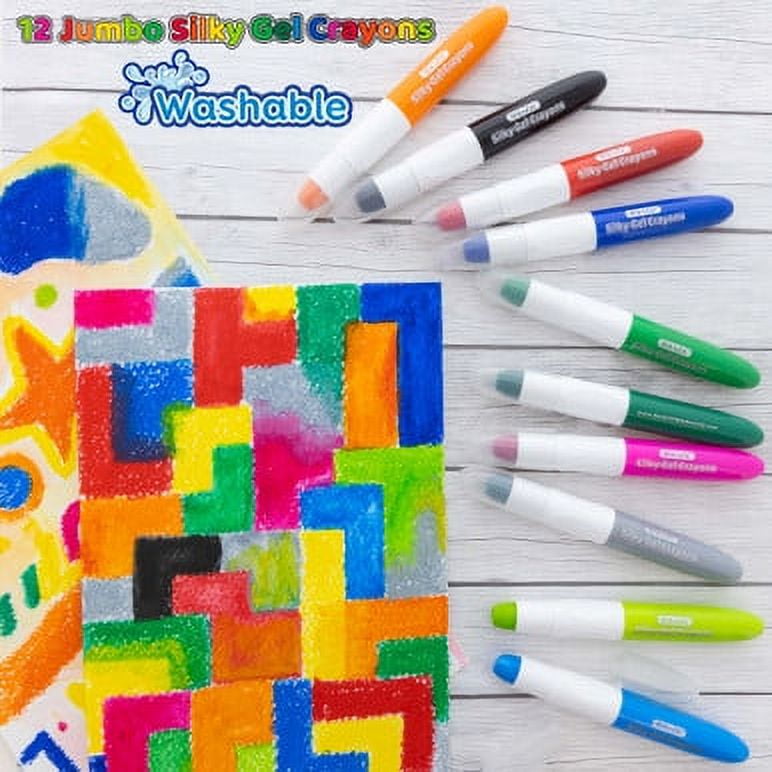 BAZIC Jumbo Silky Gel Crayons 12 Color, Washable Blendable Watercolor Crayon (12/Pack), 2-Packs