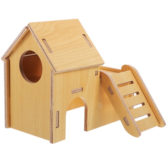 LULULION Wooden Hamster Hideout for Small Pets Khaki Color Comfortable Resting Shelter