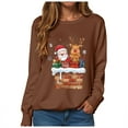 thumbnail image 6 of larppty Christmas Sweatshirts for Women Santa Claus Reindeer Gifts Graphic Crewneck Pullover Xmas Holiday Top for Party （Brown, S）, 6 of 6