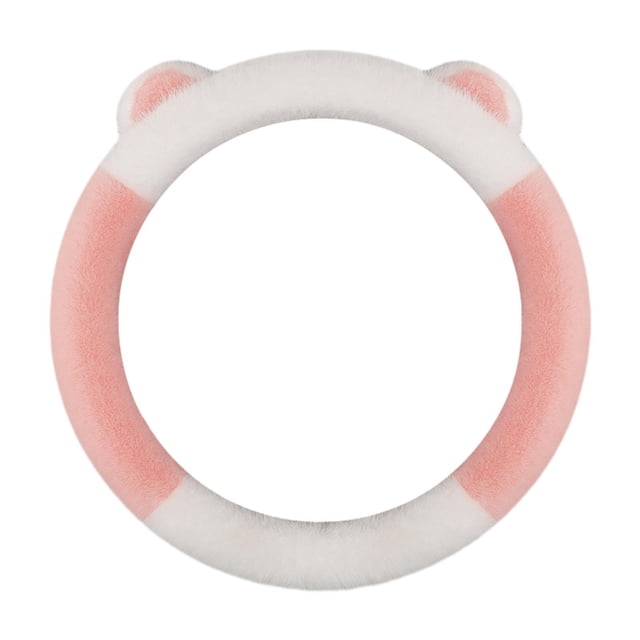 Funda de volante peluda genérica, protector de volante, accesorios para coche Redondo Blanco Rosa