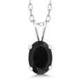 thumbnail image 3 of Gem Stone King 925 Sterling Silver Black Onyx Pendant Earrings Set for Women (2.10 Cttw, Oval 7X5MM, Gemstone December Birthstone, With 18 inch Chain), 3 of 5