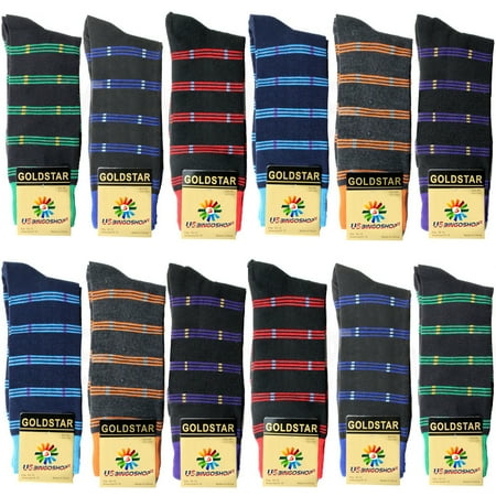 Soft Cotton Argyle Socks - USBingoshop 12 Pairs Men's Argyle Fashion Cotton Casual Dress Socks Soft Crew Socks
