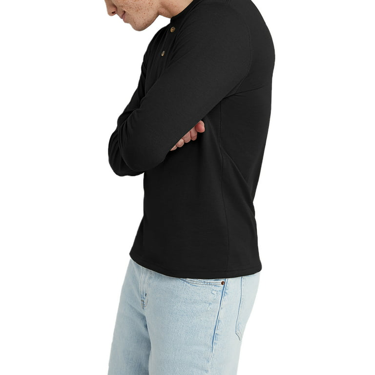 Hanes Originals Men's Cotton Long Sleeve Henley T-Shirt