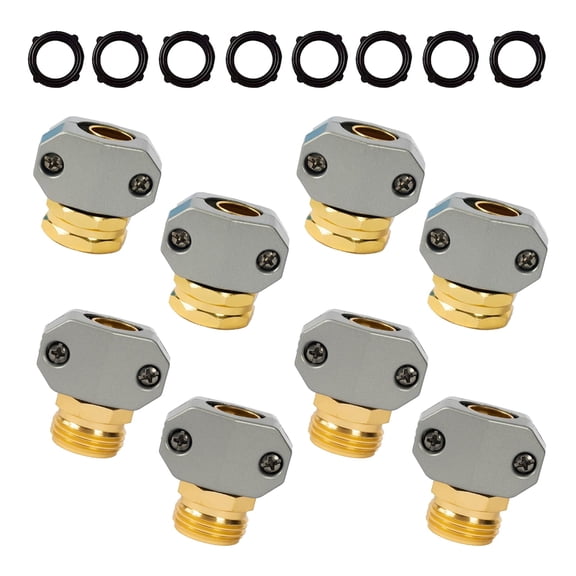 Garden Hose Repair Kit, 2 Sets Aluminum Alloy Garden Hose End Mender, Male and Female Water Hose Repair Fittings, Fit 5/8" and 3/4" Connector, with 4 Extra Hose Washers