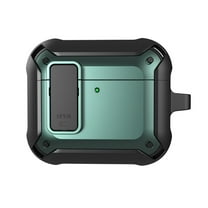 Dteck Case for Apple AirPods 4th Generation 2024,Shockproof Rubber Secure Lock Case Armor Military Full-Body Rugged Cover with KeyChain for AirPods 4th Gen 2024,Green