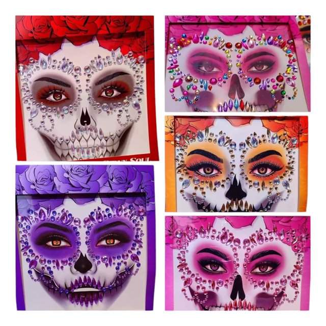 Paquete de 10 plantillas de pedreria Ultramo para disfraz de catrina halloween dia de muertos