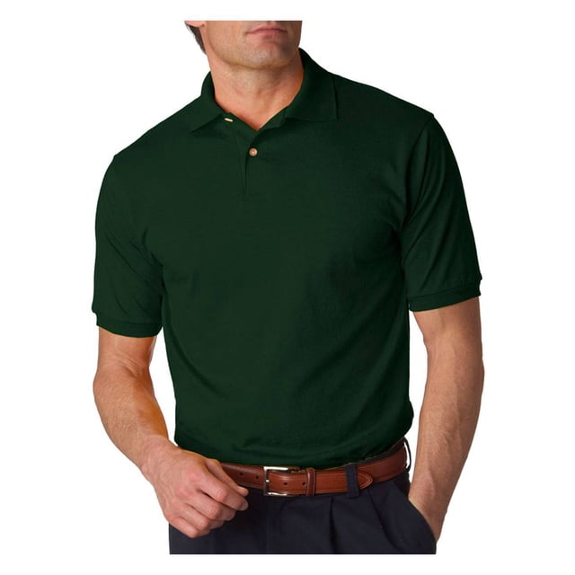 Jerzees Men's SpotShield Button Down Polo Sport Shirt, Forest XL