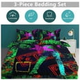 thumbnail image 5 of 3 Pcs Soft Bedding Set, Includes 1 Duvet Cover with Zipper And 2 Pillow Shams,Neo Pop Art Blacklight Glow in The Dark Queen(90"×90"), 5 of 8