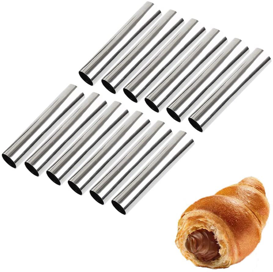 12pcs Stainless Steel Croissant Cupcakes Pastries Tube Baking Mold Kitchen Tool 