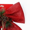 thumbnail image 5 of 4pcs Christmas Decorative Bow Christmas Tree Glitter Bow Xmas Bows Ornament with Pinecone Red Bows for Wreath Garland Treetopper Christmas Party Gifts Home Indoor Decor 9.8 x 11.8in, 5 of 9