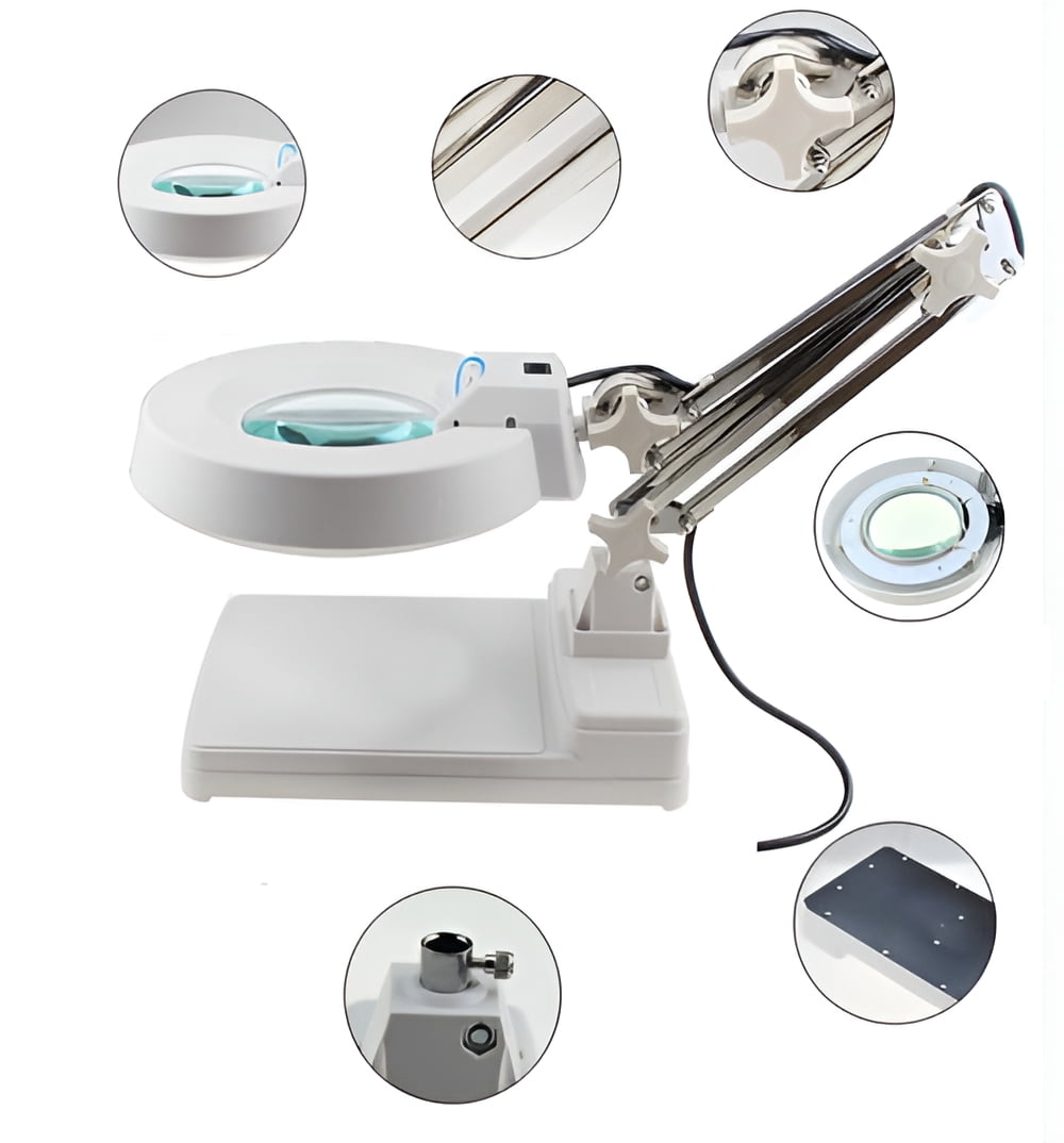 INTBUYING 15X Magnifier LED Lamp Light Magnifying White Glass Lens Desk Table Repair Tool