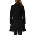 thumbnail image 3 of Allegra K Women's Peter Pan Collar Contrast Trim Single Breasted Winter Long Coat, 3 of 6
